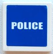 3068pb0387 - Tile 2 x 2 with White 'POLICE' on Blue Background Pattern (Sticker) - Set 7236-2