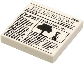 3068pb0431 - Tile 2 x 2 with Newspaper 'THE LEGO NEWS', 'volume 3' and 'The greatest LEGO hero ever!' Pattern