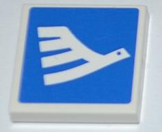 3068pb0459R - Tile 2 x 2 with White Airline Bird on Blue Background Pattern Model Right Side (Sticker) - Set 3182