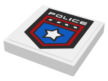 3068pb0477 - Tile 2 x 2 with Police White Star Badge and 'POLICE' Pattern (Sticker) - Set 8301