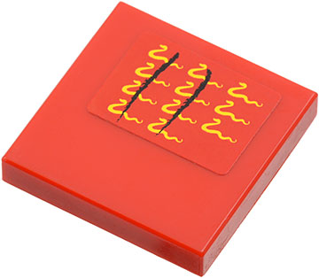 3068pb0586 - Tile 2 x 2 with 11 Yellow Snakes Pattern (Sticker) - Set 9441