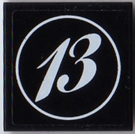 3068pb0637 - Tile 2 x 2 with White Number 13 in Circle Pattern (Sticker) - Sets 8863 / 8897 / 8899