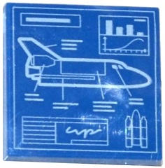3068pb0680 - Tile 2 x 2 with Space Shuttle Blueprint Pattern