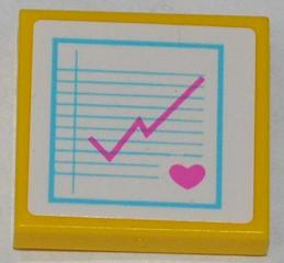 3068pb0754 - Tile 2 x 2 with Pink Heart and Medical Chart Pattern (Sticker) - Set 3188