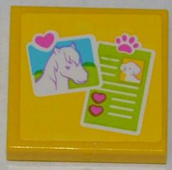 3068pb0755 - Tile 2 x 2 with Horse Head Photo and Dog ID Pattern (Sticker) - Set 3188