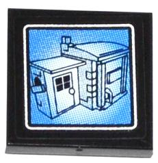 3068pb0846 - Tile 2 x 2 with Surveillance Screen Garage Pattern (Sticker) - Set 60044