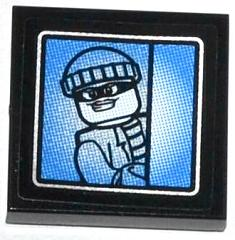 3068pb0847 - Tile 2 x 2 with Bandit Minifigure on Surveillance Screen Pattern (Sticker) - Set 60044