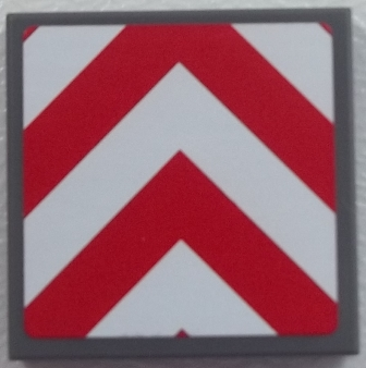 3068pb0855 - Tile 2 x 2 with Chevron Stripes Red and White Pattern (Sticker) - Set 60052