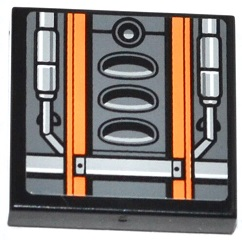 3068pb0856 - Tile 2 x 2 with Orange Stripes, Air Intakes and Pipes Pattern (Sticker) - Set 75049