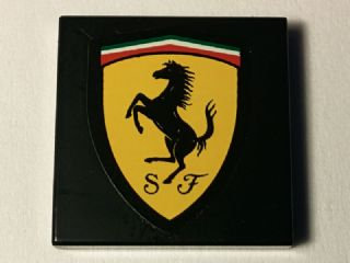 3068pb0896 - Tile 2 x 2 with Ferrari Logo with Black Border Pattern (Sticker) - Set 40194