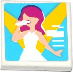 3068pb0918 - Tile 2 x 2 with Female Singer in Spotlights Pattern (Sticker) - Set 41093