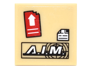 3068pb0962 - Tile 2 x 2 with 'A.I.M.' Logo, Red Rectangle with White Arrow and White Square with Bent Corner Pattern (Sticker) - Set 75061