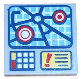 3068pb0973 - Tile 2 x 2 with Street Map Screen, Buttons, Red Exclamation Mark on Yellow Rectangle Pattern