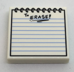 3068pb1042 - Tile 2 x 2 with Spiral Ruled Notepad with 'To ERASE!' Note Pattern