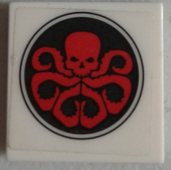 3068pb1091 - Tile 2 x 2 with Red Hydra Logo in Black Circle Pattern (Sticker) - Set 76030