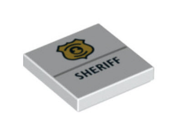 3068pb1102 - Tile 2 x 2 with Gold Police Badge and Black 'SHERIFF' Pattern
