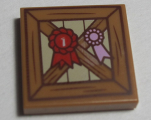 3068pb1116 - Tile 2 x 2 with Wooden Fence and Red 1st Place Ribbon Pattern