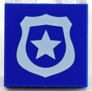 3068pb1153 - Tile 2 x 2 with White Police Badge with Star Pattern