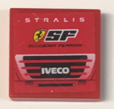 3068pb1218 - Tile 2 x 2 with 'STRALIS', 'SCUDERIA FERRARI' Logo and 'IVECO' Pattern (Sticker) - Sets 8153 / 8155