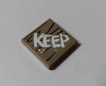 3068pb1232 - Tile 2 x 2 with White 'KEEP' on Wood Grain Background Pattern (Sticker) - Set 70640