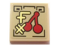 3068pb1262 - Tile 2 x 2 with Red Cherries and Gold Ninjago Logogram '59' on Tan Background Pattern (Sticker) - Set 70607