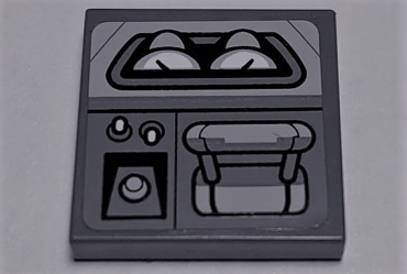 3068pb1318 - Tile 2 x 2 with SW Gauges, Switches and Thrust Lever on Dark Bluish Gray Background Pattern (Sticker) - Set 75106