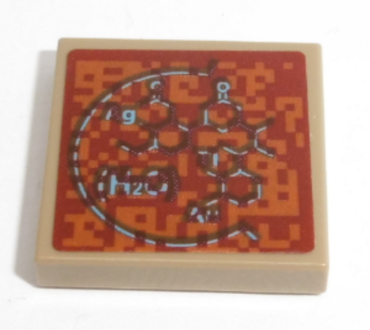 3068pb1331 - Tile 2 x 2 with Aromatic Hydrocarbon Chemical Formula and 'H2O' Pattern (Sticker) - Sets 60226 / 60228