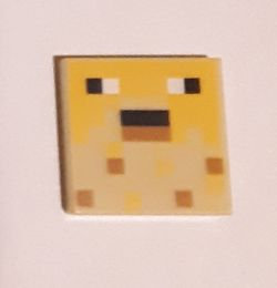 3068pb1482 - Tile 2 x 2 with Pixelated Minecraft Pufferfish Pattern