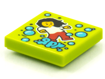 3068pb1560 - Tile 2 x 2 with BeatBit Album Cover - Dancing Girl and Medium Azure Bubbles Pattern