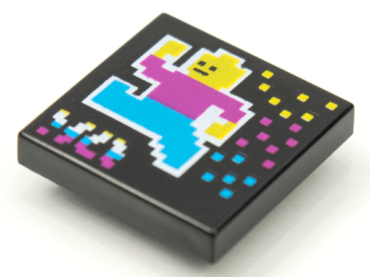3068pb1631 - Tile 2 x 2 with BeatBit Album Cover - Pixelated Minifigure and Squares Pattern