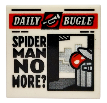 3068pb1725 - Tile 2 x 2 with Newspaper 'DAILY BUGLE' and 'SPIDER MAN NO MORE?' Pattern