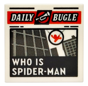 3068pb1729 - Tile 2 x 2 with Newspaper 'DAILY BUGLE' and 'WHO IS SPIDER-MAN' Pattern