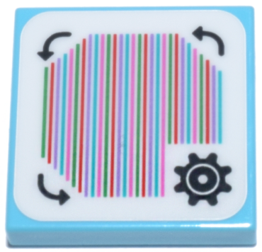 3068pb1784 - Tile 2 x 2 with Super Mario Scanner Code Customization Time Block, Gear and Curved Arrows, Square Corner Pattern (Sticker) - Sets 71380 / 71434