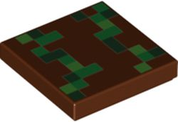 3068pb1790 - Tile 2 x 2 with Bright Green, Green and Dark Green Minecraft Pixelated Pattern