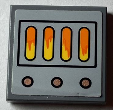 3068pb1861 - Tile 2 x 2 with Furnace Heater, Flames and Buttons Pattern (Sticker) - Set 60131