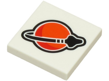 3068pb2339 - Tile 2 x 2 with Reddish Orange, Red and Black Classic Space Logo Pattern