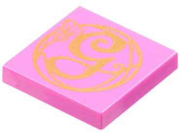3068pb2484 - Tile 2 x 2 with Gold Calligraphy Letter G and Flower Pattern