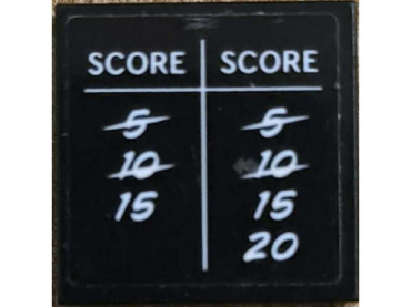 3068pb2796 - Tile 2 x 2 with Blackboard with White 'SCORE' and Numbers 5, 10, 15 and 20 Pattern (Sticker) - Set 60329