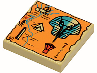 3068px20 - Tile 2 x 2 with Map Orange and Hieroglyphs, 60 Pattern