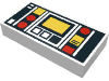 3069p68 - Tile 1 x 2 with Red and Yellow Controls and Two White Stripes on Left Pattern