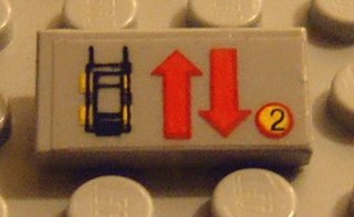 3069pb0064 - Tile 1 x 2 with Car, Red Up and Down Arrows, and '2' in Circle Pattern (Sticker) - Set 8082