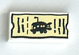 3069pb0104 - Tile 1 x 2 with Black Lines and Underwater Fish Bus Pattern (SpongeBob Bus Ticket)