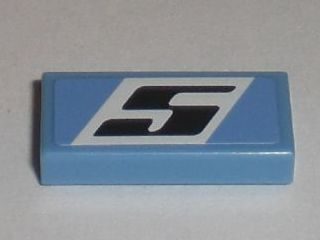 3069pb0116 - Tile 1 x 2 with Slanted Black Number 5 on White Background Pattern (Sticker) - Set 8193