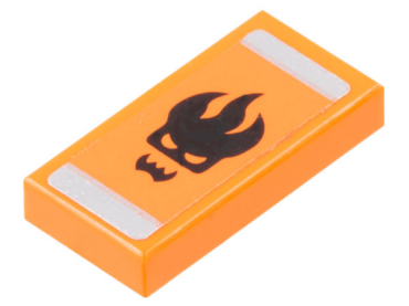 3069pb0157 - Tile 1 x 2 with Agents Dr. Inferno Logo and Silver Ends Pattern (Sticker) - Set 8630