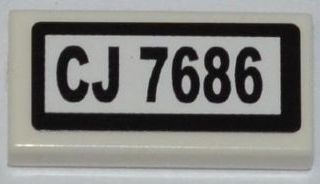3069pb0203 - Tile 1 x 2 with 'CJ 7686' Pattern (Sticker) - Set 7686