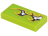 3069pb0206c - Tile 1 x 2 with Black and White Flames Pattern Model Center (Sticker) - Set 8302