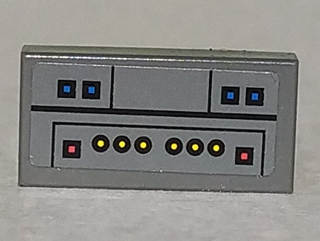 3069pb0220 - Tile 1 x 2 with Blue, Red, and Yellow Buttons, Black Lines Pattern (Sticker) - Set 8093