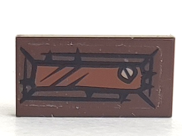 3069pb0251 - Tile 1 x 2 with Reddish Brown Rectangle and Screw Pattern (Sticker) - Set 79010