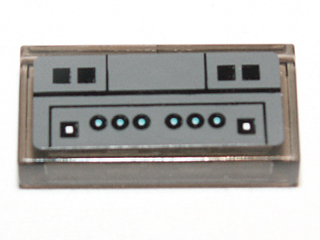 3069pb0267 - Tile 1 x 2 with Black Squares and Blue Circles Pattern (Sticker) - Set 75013