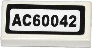 3069pb0308 - Tile 1 x 2 with 'AC60042' Pattern (Sticker) - Set 60042